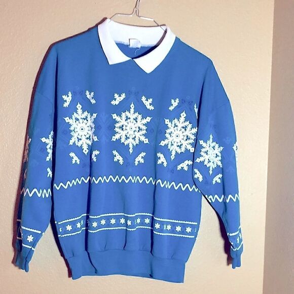 California Lifestyles vintage snowflake sweatshirt white featured in puff paint - Picture 9 of 10